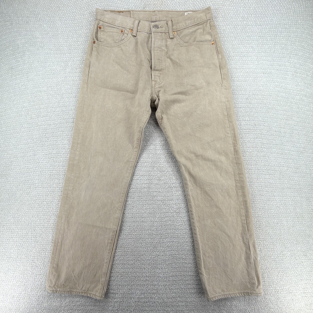Levis 501 White Oak Cone Denim Jeans Mens 33x30 Actual 32x28 Beige Button Fly
